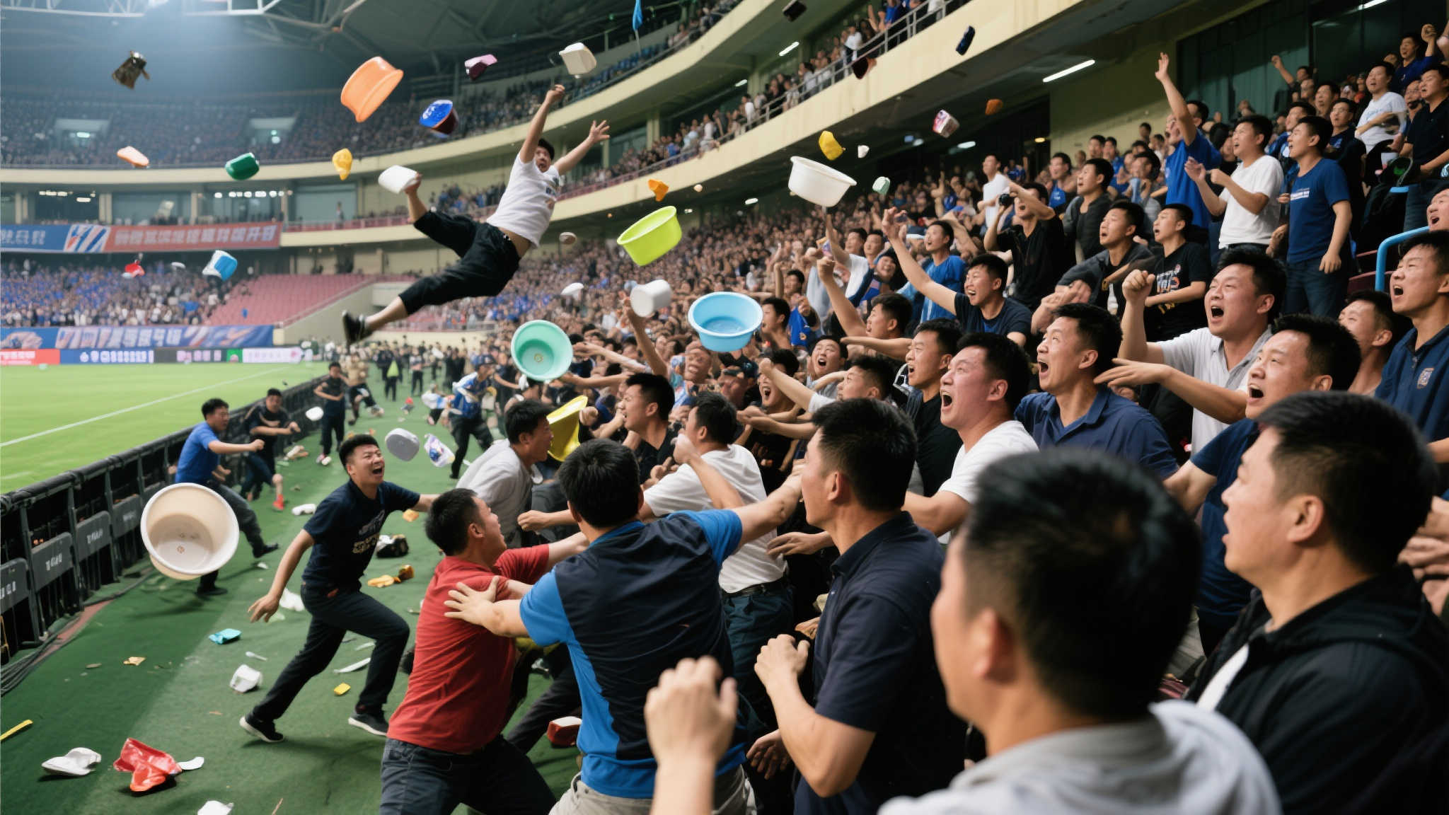 中国篮球赛场再现冲突:球员互殴观众掷物,全场陷入混乱 中国篮球赛场再现冲突:球员互殴观众掷物,全场陷入混乱