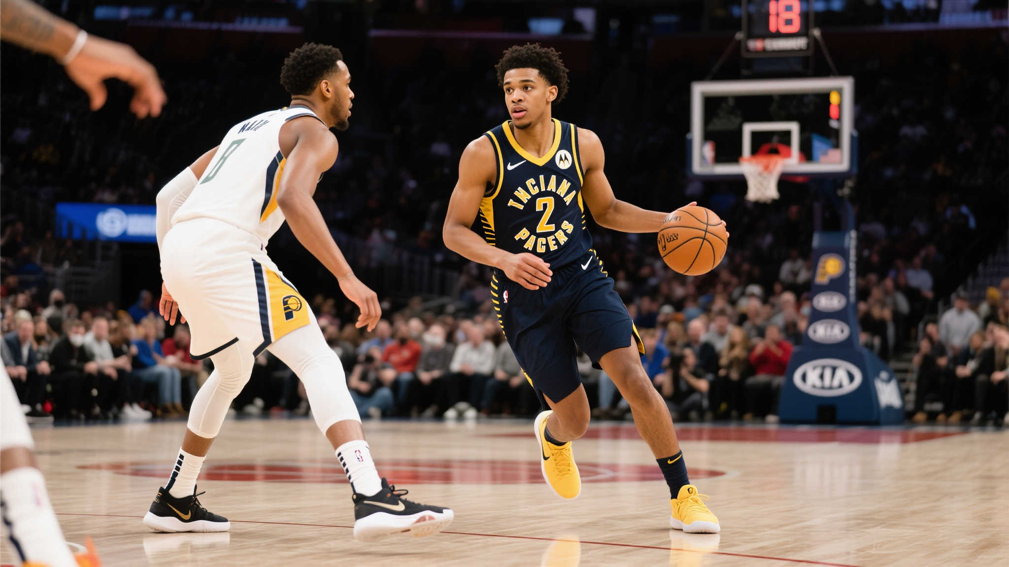 步行者获胜 哈利伯顿女友场边甜笑晒照 展现迷人风采